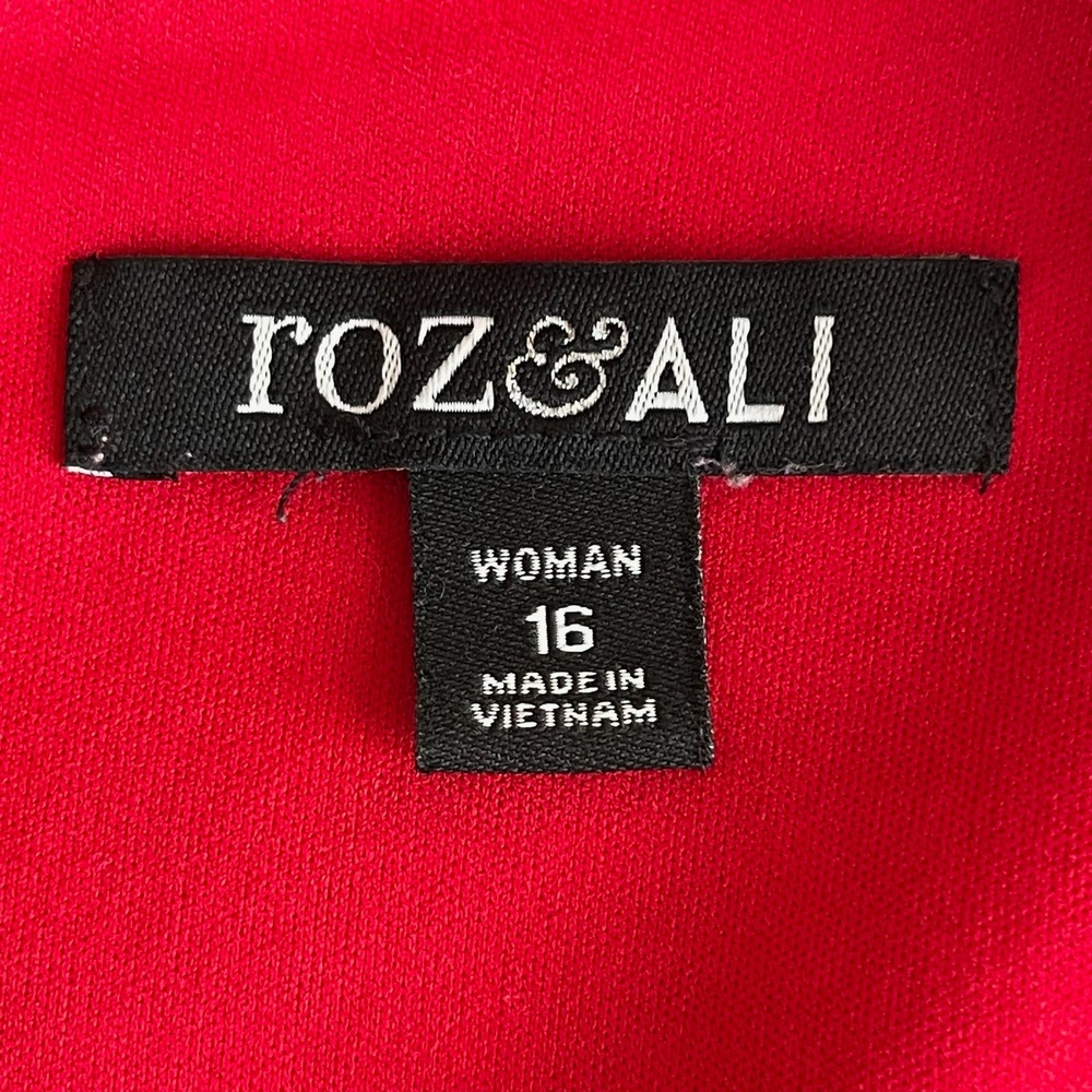 Roz & Ali Women's Red Floral Lace Sleeveless Fit & Flare Dress Size 16 - Picture 4 of 6